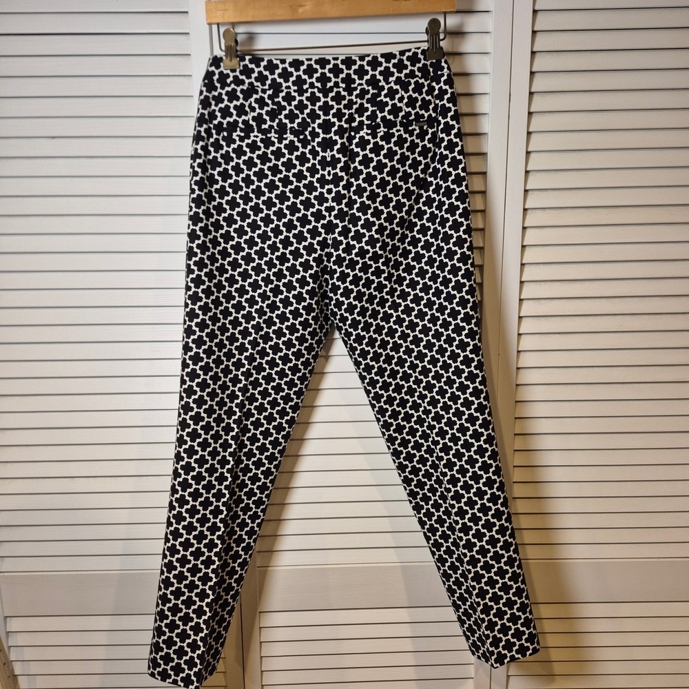 White House Black Market Slim Ankle Pants 8R Black White Geometric Pattern‎ - Picture 8 of 11